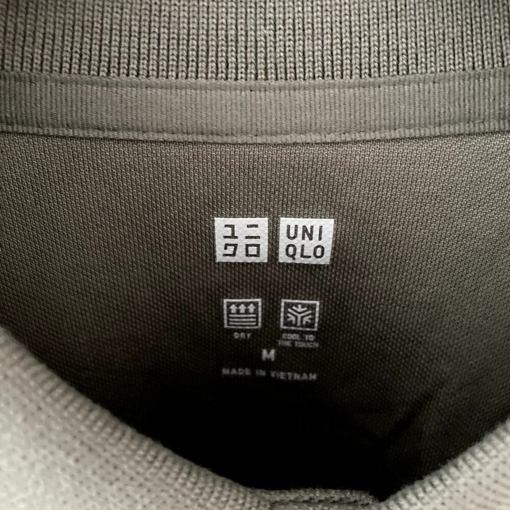 Uniqlo AIRism Cotton Pique Polo Shirt Olive Green Medium - Picture 5 of 7
